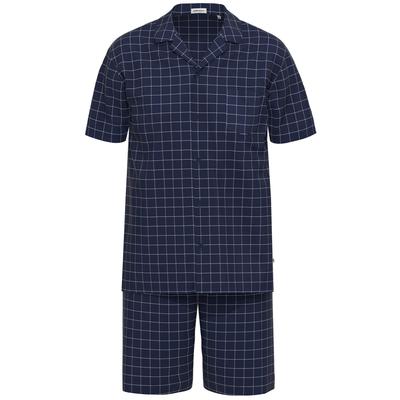 Schlafanzug SEIDENSTICKER "Herren Schlafanzug kurz bodywear", Herren, Gr. 52, blau (navy), Homewear-Sets Schlafanzug