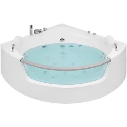 WHIRLPOOL-BADEWANNE mit LED 150x201x57 cm weiß Mangle