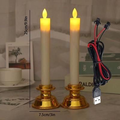 Uplift Treasures USB Plug In LED Flickering Flameless Candle Light tall White Usb 2pcs