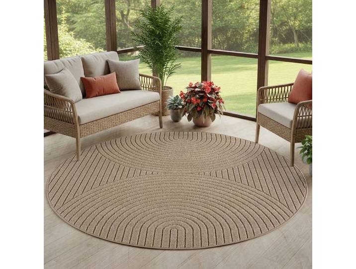 Carpettex Tapis Rond 160 cm Tapis Skandi Boho pour Salon et Chambre Terrasse Balcon Intérieur balcon