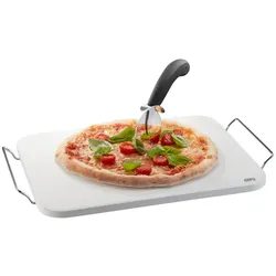 GEFU Pizzastein mit Gestell DARIOSO mit Pizzaschneider und Pizzaschieber im Set