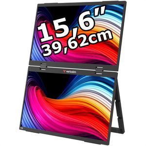 Verbatim Monitor Portable Dual Essentials, 15,6 Zoll, Full HD 1920x1080 Pixel, 10 ms, 60 Hz, portable