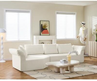 Loedds Left Arm L-Shaped Modular Sectional Sofa with Deep Seats Wide Arms and Throw Pillows