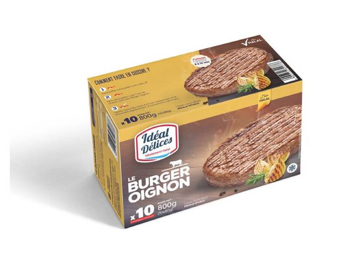 IDEAL DELICES Steaks hachés bœuf oignon halal x10 800 g
