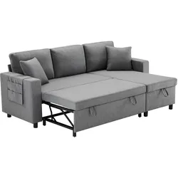SCHLAFSOFA Modernes 3-Sitzer mit Stoffbezug, Dunkelgrau – Komfortabel, platzsparend, langlebig, 210 x 90 x 85 cm