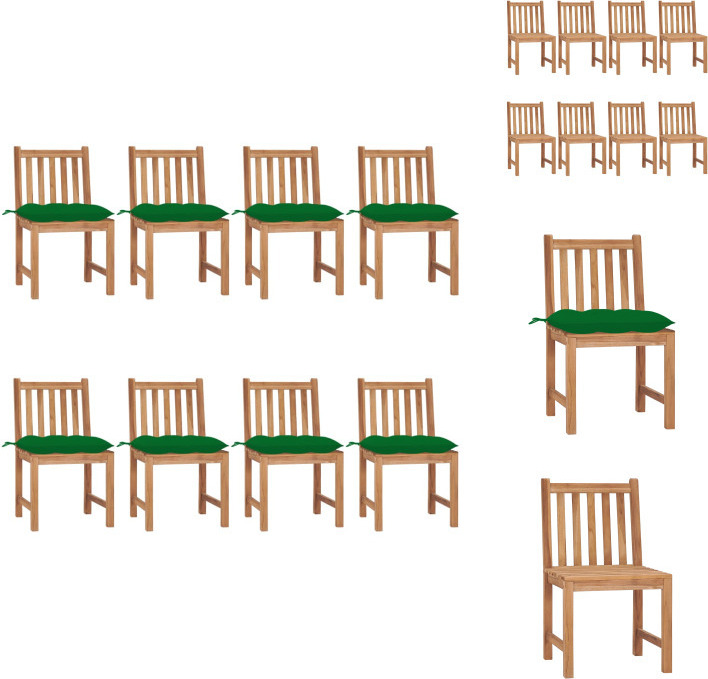 vidaXL Gartenstühle 8 Stk. mit Kissen Massivholz Teak - Gartenstühle