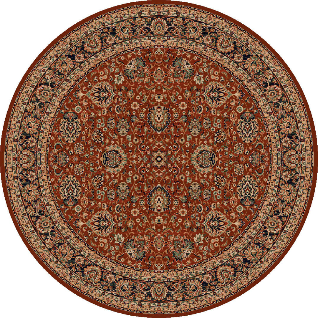 Bloomsbury Market Balaton Oriental Wool Area Rug Red Round 200cm