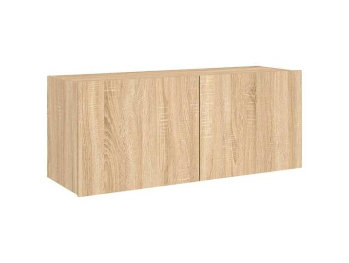 CHIC Meuble TV mural - ZENCORE - Cabinet TV - avec lumières LED chêne sonoma 100x35x41cm 3626