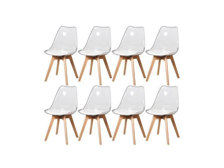 LuxusKollektion Esszimmerstuhl Esszimmerstühle Set transparent abnehmbar gepolstert 8PCS Pu Weiß