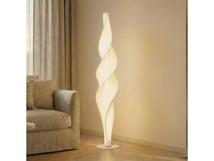 Lampadaire LED Novelle, blanc, CCT, hauteur 137 cm - Lucande - Salon / séjour - Design - Plastique - Rond