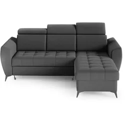 ECKSCHLAFSOFA Aurora I verstellbare Kopfstützen, Anthrazit