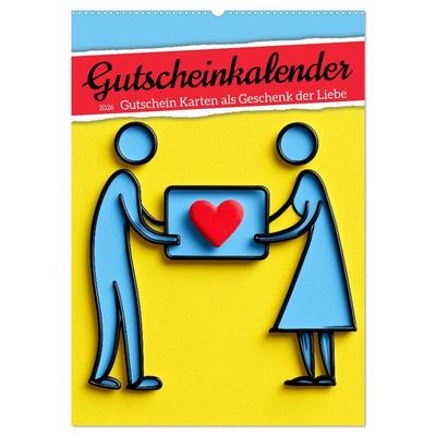 Gutscheinkalender - Gutschein Karten als Geschenk der Liebe (Wandkalender 2026 DIN A2 hoch), CALVENDO Monatskalender