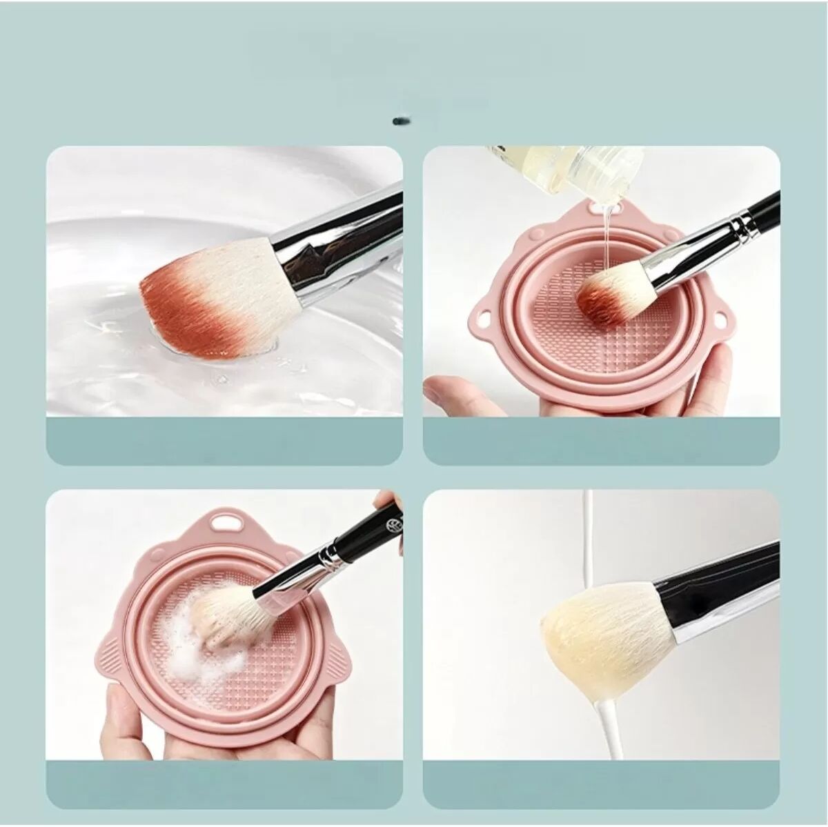 INF Faltbare multifunktionale Silikon Make-up Pinsel-Reinigungs- und Gesichtsmaske-Mixschale – tragbarer zusammenklappbarer Rosa
