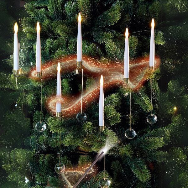 Noma Set of 10 White Wand Controlled Magic Tree Candles With Jewel