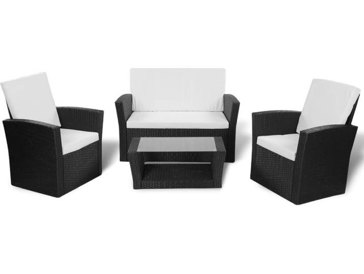 vidaXL Ensemble canapé de jardin 10 pièces poly rotin noir