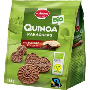 Wikana Kekse Quinoa Kakaokekse, BIO, vegan, mit Schokostückchen, fairtrade, 125 g