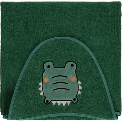 Kapuzenhandtuch EGERIA "Crocodile", grün, B:70cm L:100cm, Frottier, Baumwolle, Handtücher, mit Kokodil Applikation