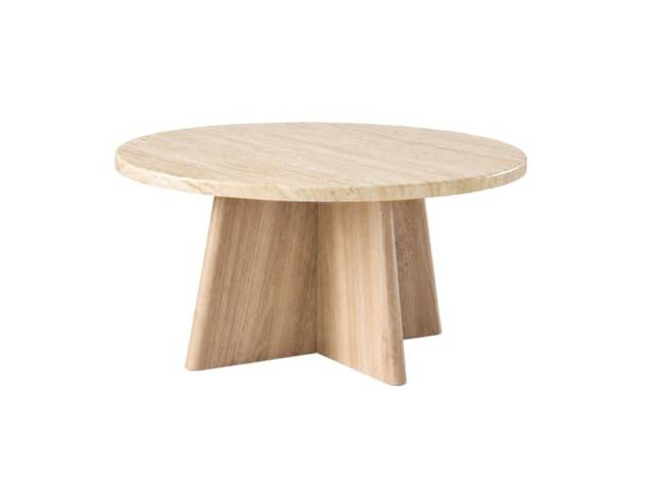 Calicosy Couchtisch, rund, Travertin-Effekt, D80 cm, Achat