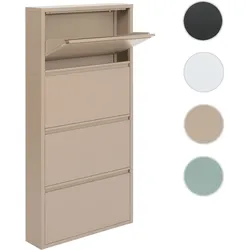 Schuhkipper HWC-R25, Schuhschrank Schuhregal, 4 Kippfächer für 12 Paar Schuhe, Metall 137x66x16cm ~ beige