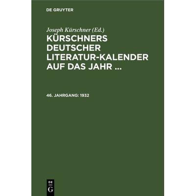 1932, Gebundene Ausgabe von , De Gruyter, 978-3-11-267939-5