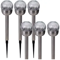 ProGarden, Gartenbeleuchtung, 6er-Set Glaskugel Solarleuchte, Edelstahl: 4 LED Kupferdraht, wetterfest & dekorativ (IP44)