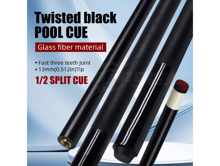 Queue à neuf boules en Fiber de verre entièrement noire, avec poignée enveloppante professionnelle, queue de billard de qualité tournoi pour le contrôle de précision