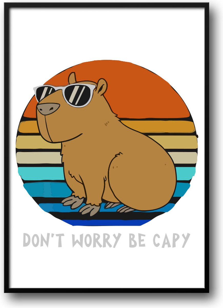 Dont worry be capy fotolijst met glas en grappige poster, 30 x 40 cm