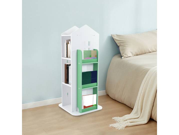 Bibliothèque rotative à 4 niveaux 360 ° Bibliothèque d'angle tournante sur pied pour enfants, 41x41x95cm