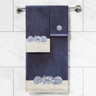 Linum Home Textiles Llc Shell Row Bath Towel Set Bath Hand Fingertip, Bath Hand Fingertip, Dark Blue