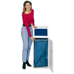 PROREGAL Robuster Wertstoffsammler mit Fronttür & Klemmring | HxBxT 105x40x40,5cm | Verzinkter Stahl | Blau | Mülleimer Abfalleimer Müllkorb