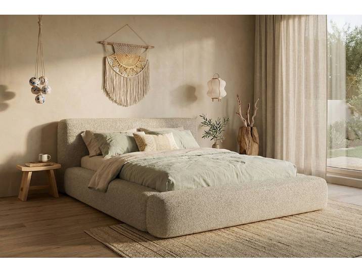 yourhouse24 Polsterbett Mannam Bezug Quelle, XXL-Kopfteil, Keder-Design