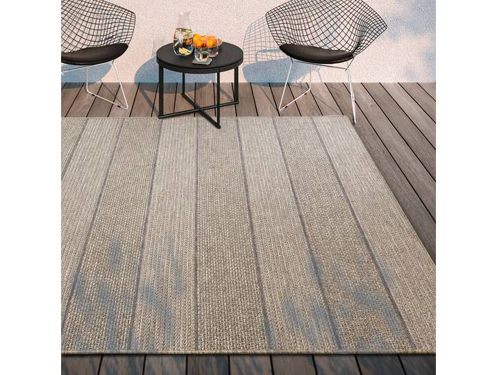 Teppich VILLEROY & BOCH Isabella , braun (hellbraun), B:190cm H:8mm L:290cm, Polypropylen, Teppiche, Teppich, In-& Outdoor, Flachgewebe, wetterfest, Terrasse, Balkon, natur, modern