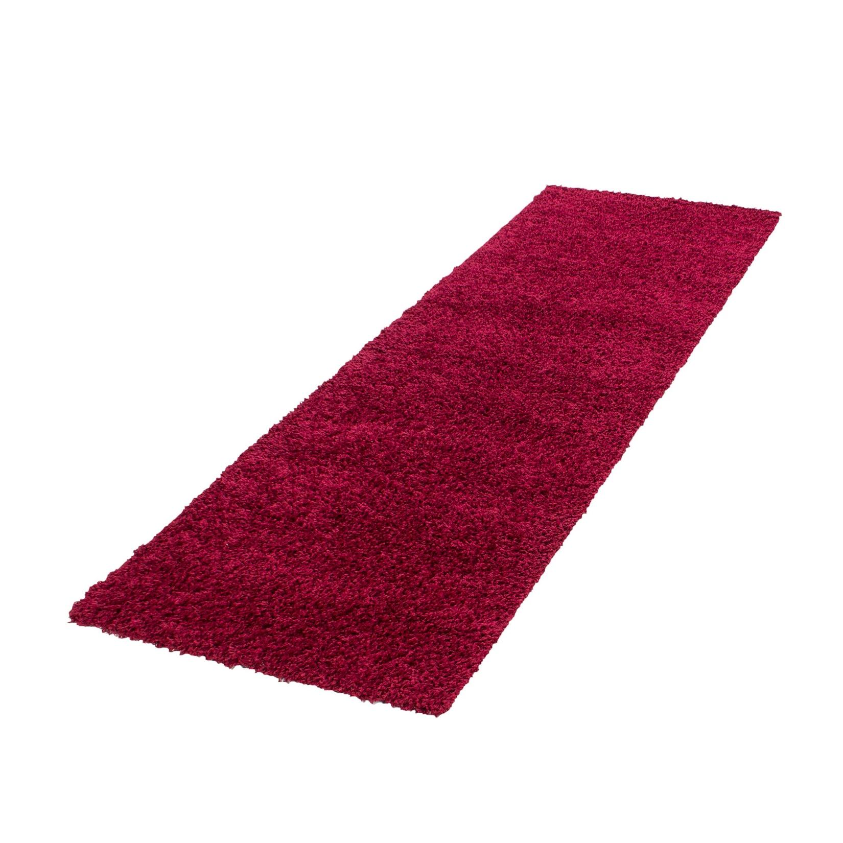 Hochflorteppich RHEIN, einfarbig, Rot, 80 x 250 cm