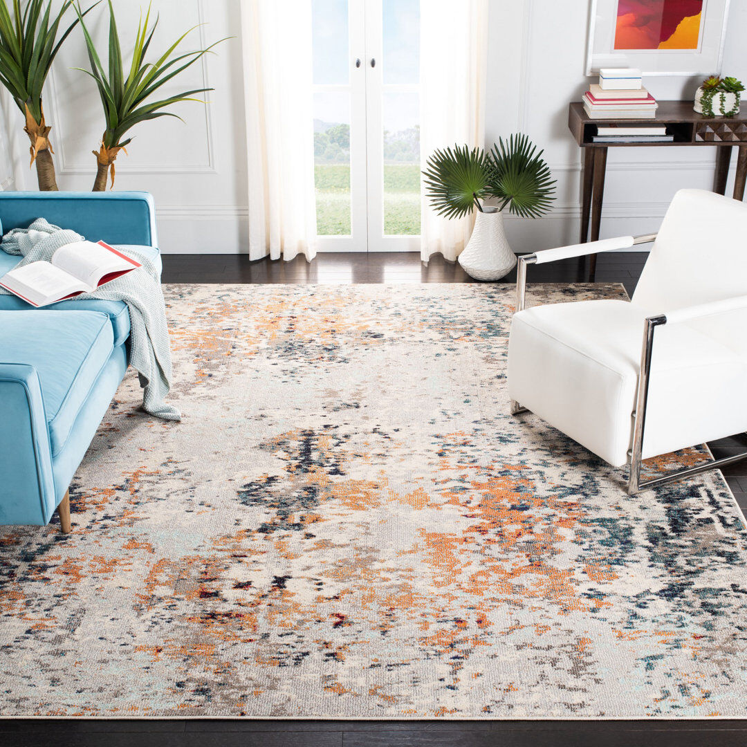 Rio Encinal Abstract Area Rug Beige Rectangle 274 x 366cm