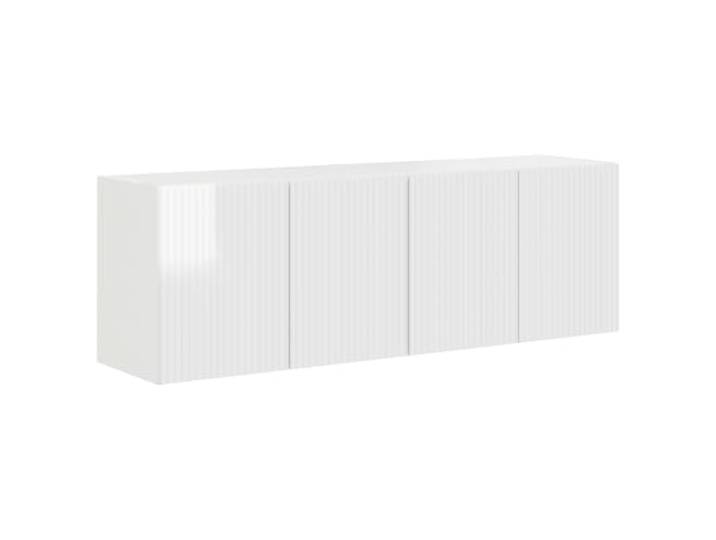KTHLBRH TV-Schrank zur Wandmontage, 2 Stück, weiß glänzend, Holz Rechteckiges Design, um 90 ° drehbare Türen, geräumige Fächer, Wandmontage, einfache Wartung