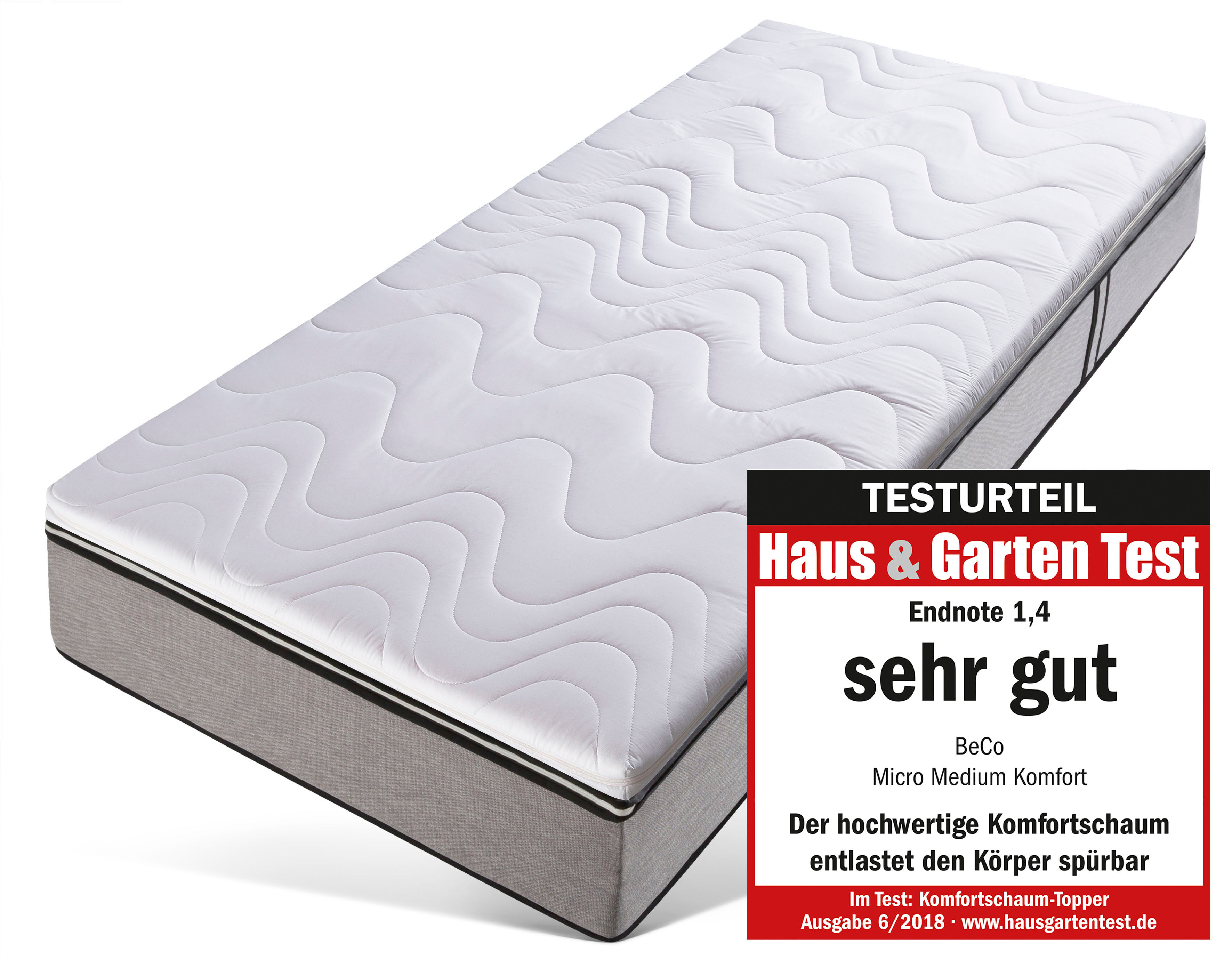 Topper BECO "Micro Medium Komfort, Komfortschaum, besonders langlebig, RG 35", weiss (weiß), B:160cm H:7cm L:200cm, Komfortschaum, Topper, Topper, Topper in 90x200 cm und weiteren Grössen, punktelastischer Topper weiß B/L: 160cm x 200cm (1 Stk.)
