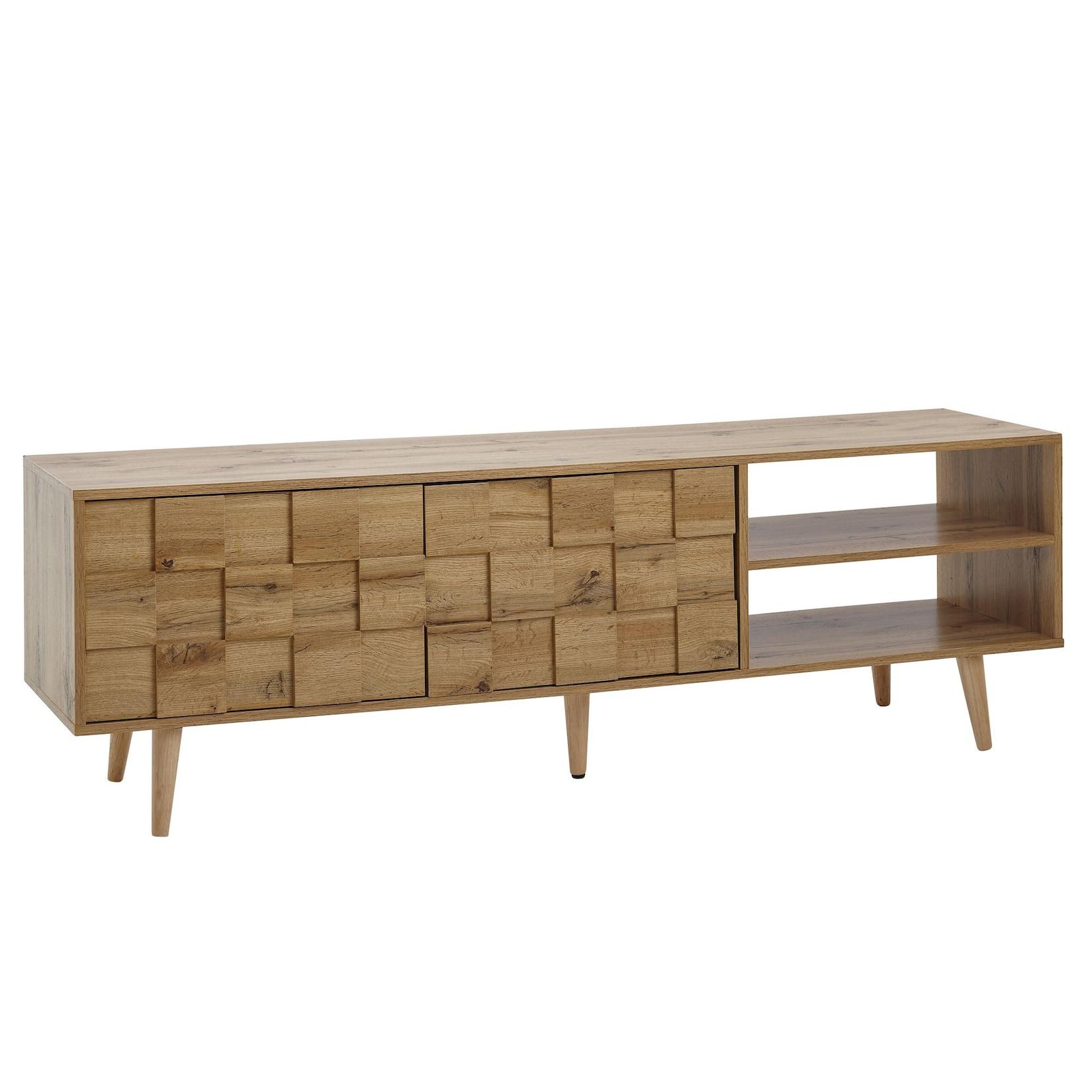 KADIMA DESIGN Eichen-Dekor Lowboard, TV-Unterschrank, Aufbewahrung, bis 70-Zoll TV