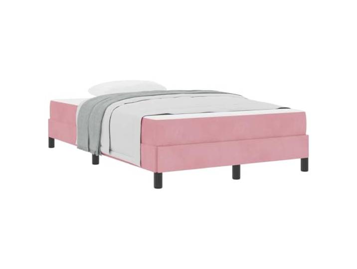 KTHLBRH Boxspringbett mit Matratze Rosa 120 x 190 cm Stoff Holzrahmen, mittlere Härte, maximale Belastung 280 kg, für Schlafzimmer
