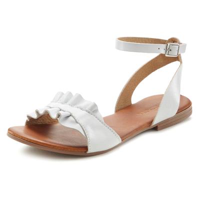 Sandale LASCANA "Sommerschuh", Damen, Gr. 38, Schweinsleder, weiß, Obermaterial: 100% Ziegenleder. Decksohle: 100% Rindsleder. Futter: 100% Schweinsleder. Laufsohle: 100% Synthetik, unifarben, Basic, Schuhe Sandale, Sandalette, Sommerschuh, offener...