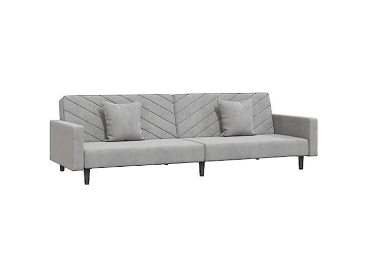 Makastle SchlafSofa Couch 2 Sitzer mit 2 Kissen Hellgrau Samt