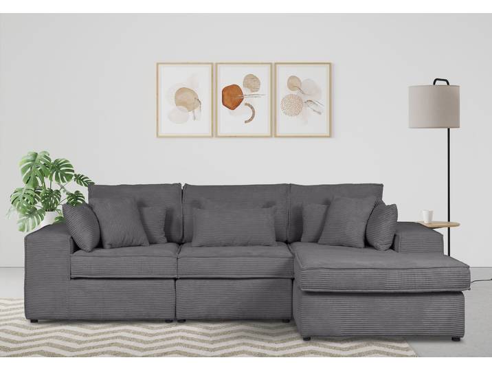 Ecksofa GOODPRODUCT Enid L-Form , grau, B:360cm H:75cm, 100% Polyester, Sofas, Ecksofa, 3 Teile, bestehend aus Modulen, in vielen Bezügen, auch in Breitcord