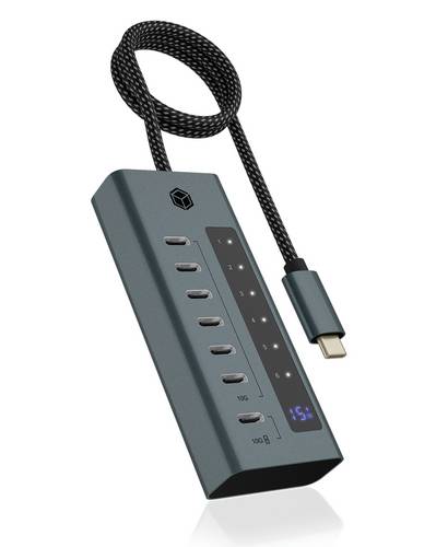 ICY BOX 61064 USB-Hub 7 Port 10 GBit/s Blau, Grau