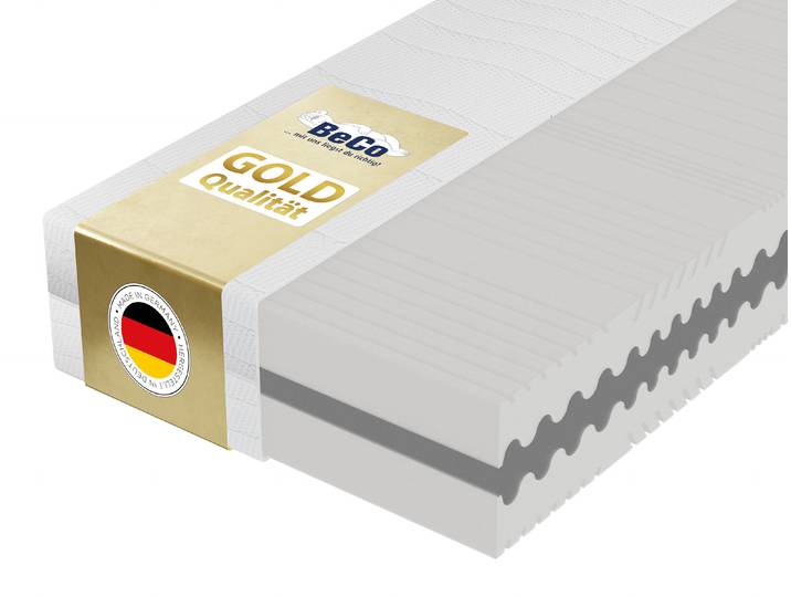 Komfortschaummatratze BECO Gigant Trio – GOLD Komfortschaummatratze in Luxus-Bettenhöhe , weiss (weiß), B:90cm H:30cm L:200cm, Bezug: 60% Polyester, 38% Viskose, 2% Elasthan, Matratzen, Komfortschaummatratze, Luxus 30 cm Höhe, 7 Zonen, Wendematratze, erhältlich auch 140x200