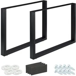 Relaxdays Tischkufen 2er Set, BxH: 100x72 cm, Metall Tischbeine Schreibtisch, Esstisch, Couchtisch, Industrial, schwarz