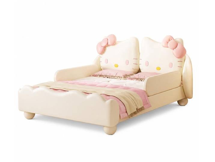 Xlmoebel Kinderbett Beiges Kinderbett im Hello Kitty Stil mit seitlichen, Made in Europa