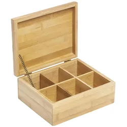 Edco Teebox mit 6 Fächern 21.8x18x9cm, Tee Zubehör, Braun