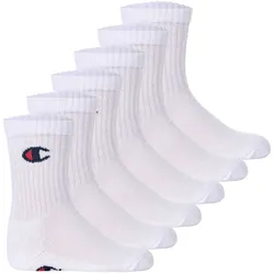 Champion Kinder Socken, 6er Pack - Crew Socken, einfarbig Weiß / 31-34