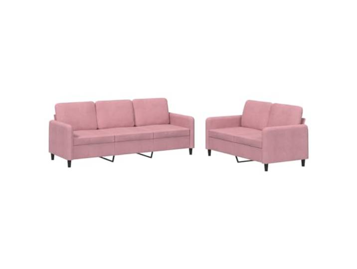 Makastle 2er Set Sofa Couchgarnitur Rosa Samt