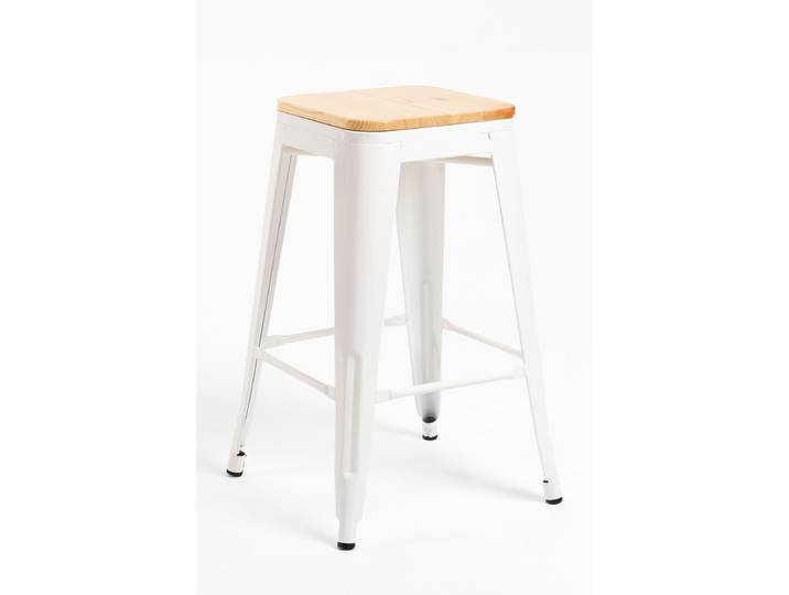 4er Set Torix Niedrige Naturholz Hocker 67 cm - Weiß