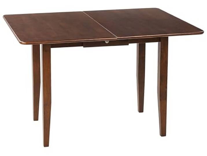 Beliani Esstisch 90/120x60cm Gummibaumholz Dunkelbraun ausziehbar mit Schublade Masela